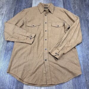 Vintage St‎ Johns Bay Mens Chamois Cloth Shirt Large Tall Tan Brown Long Sleeve